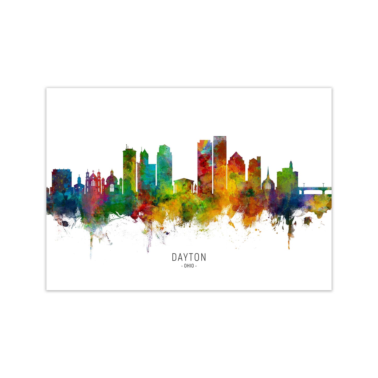 Dayton Ohio Skyline Art Print by Michael Tompsett Print Only