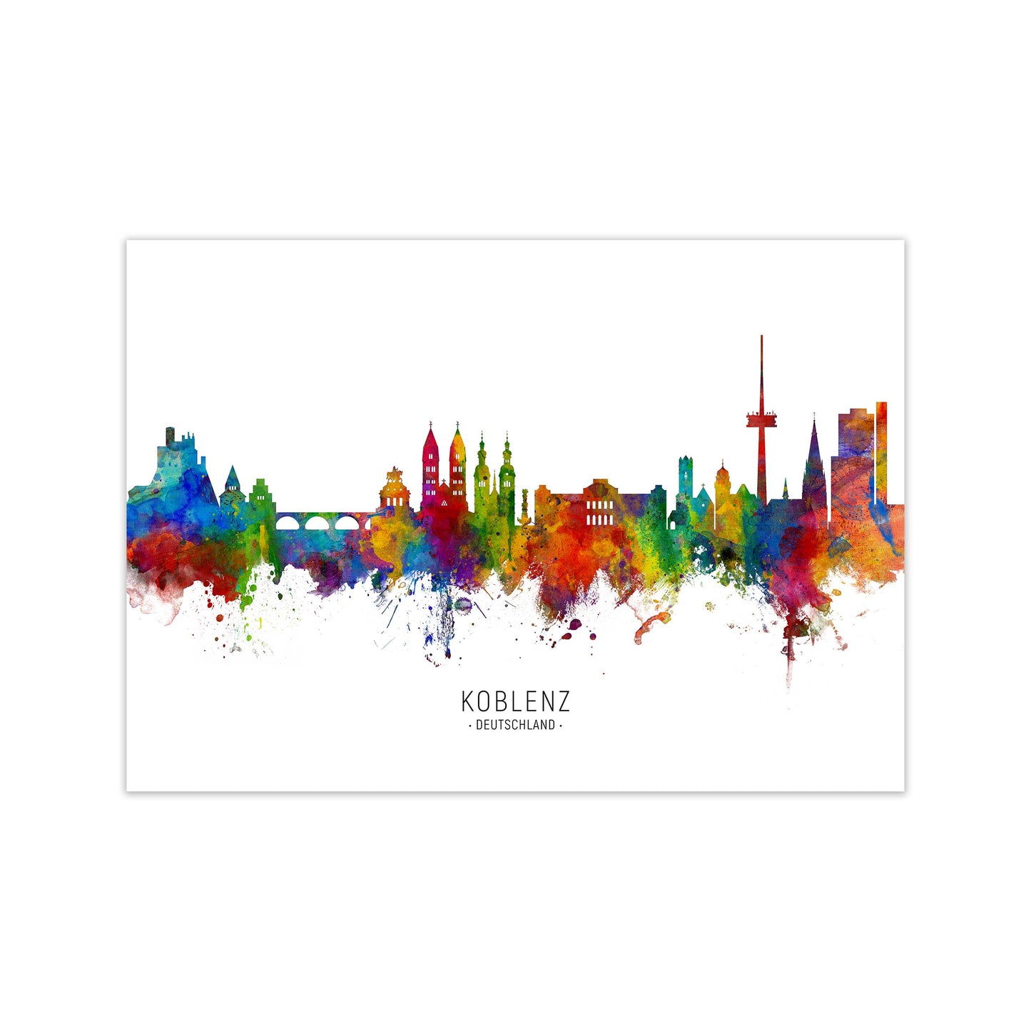 Koblenz Deutschland Skyline Art Print by Michael Tompsett Print Only
