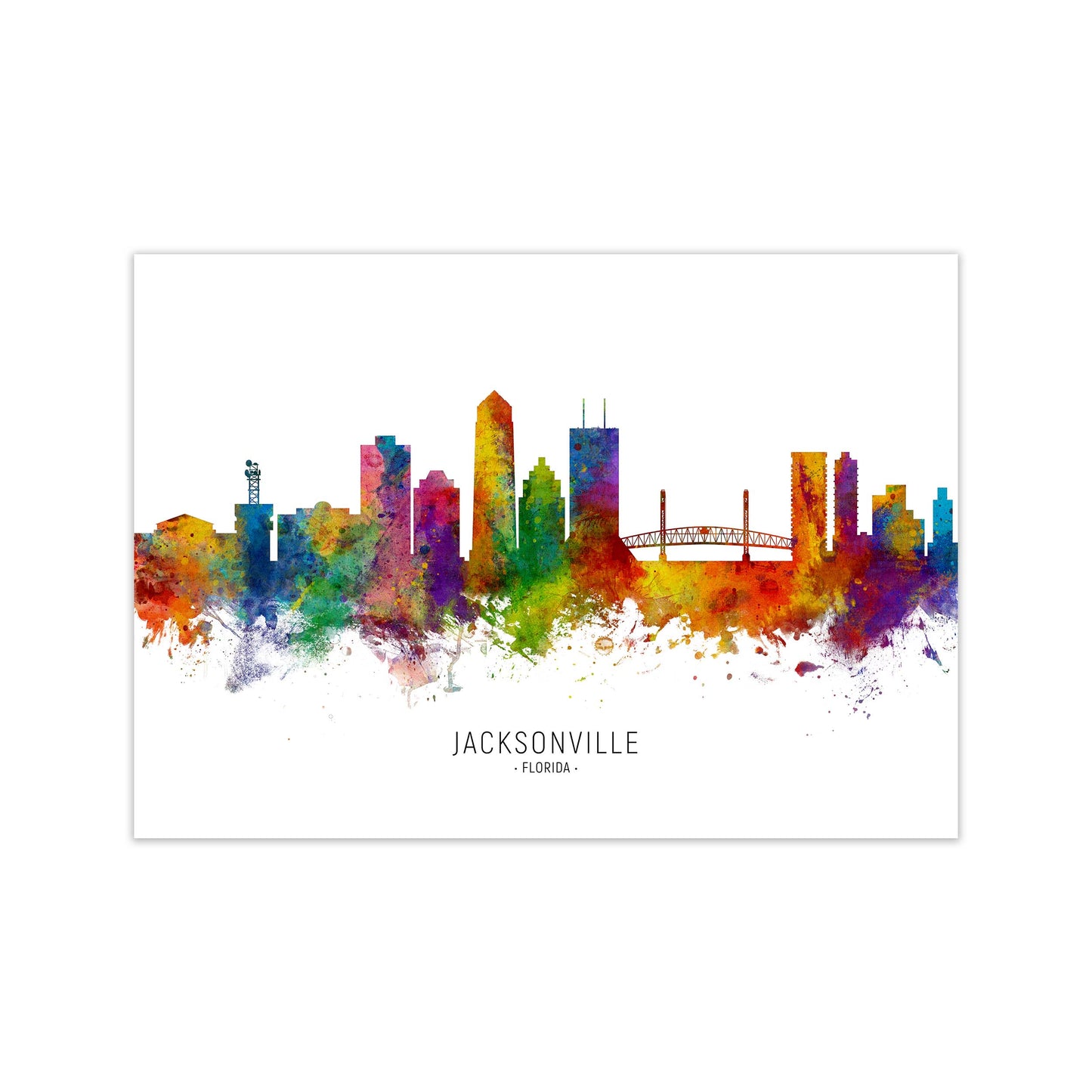 Jacksonville Florida Skyline Art Print by Michael Tompsett Print Only
