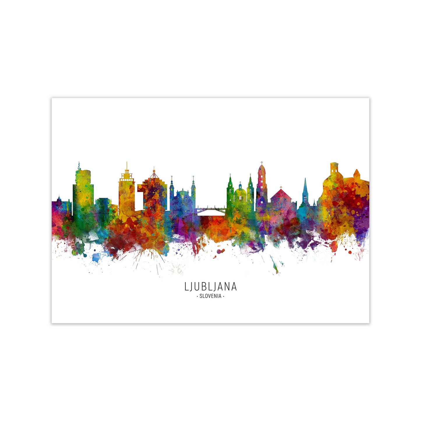 Ljubljana Slovenia Skyline Art Print by Michael Tompsett Print Only