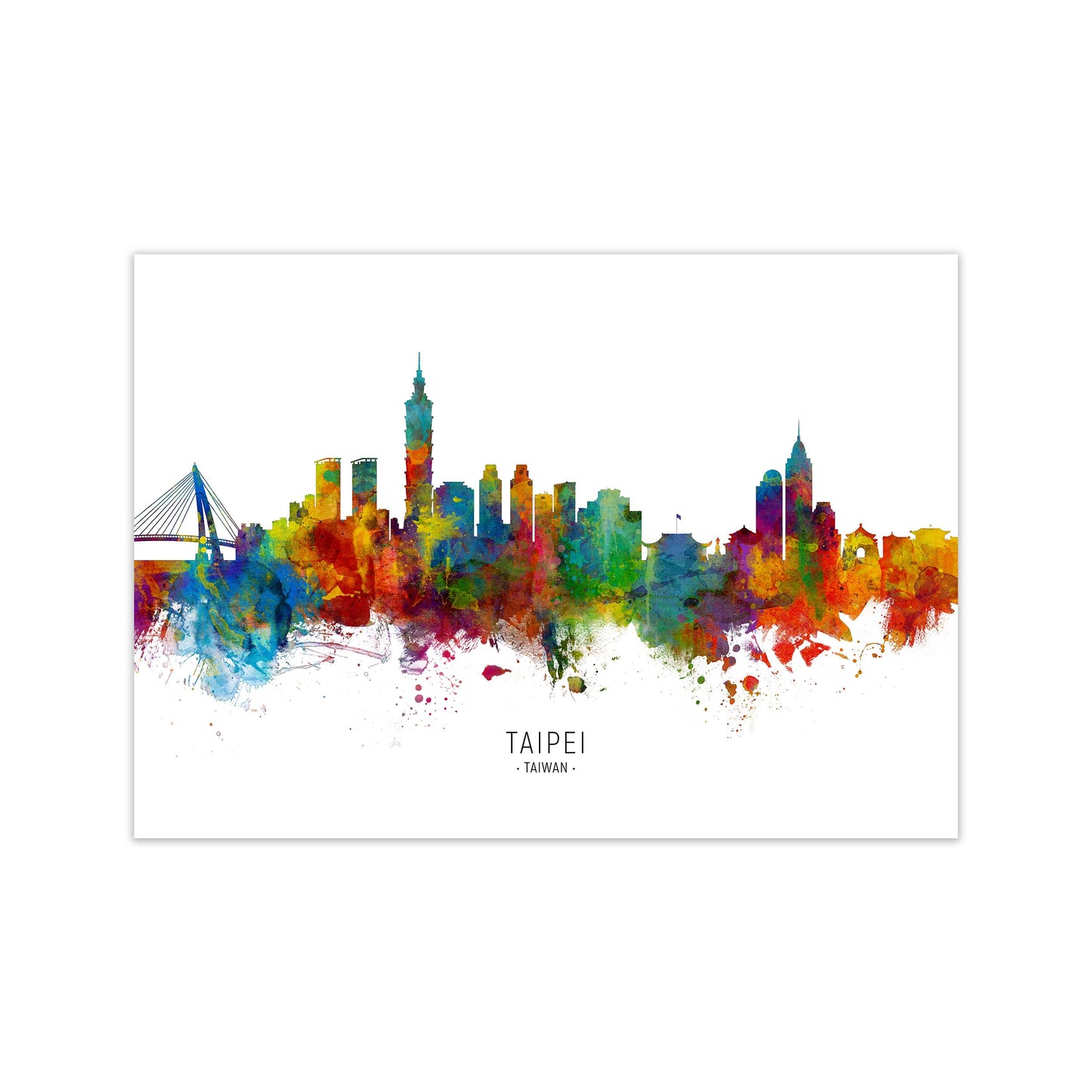 Taipei Taiwan Skyline Art Print by Michael Tompsett Print Only