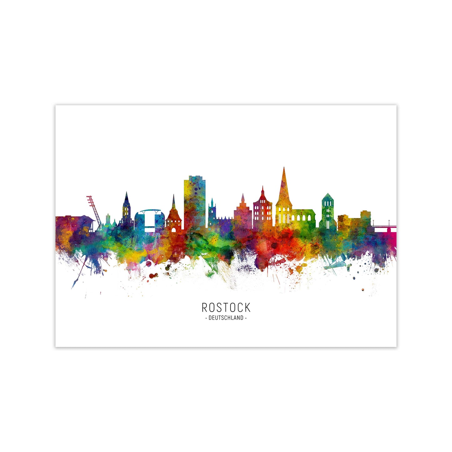 Rostock Deutschland Skyline Art Print by Michael Tompsett Print Only