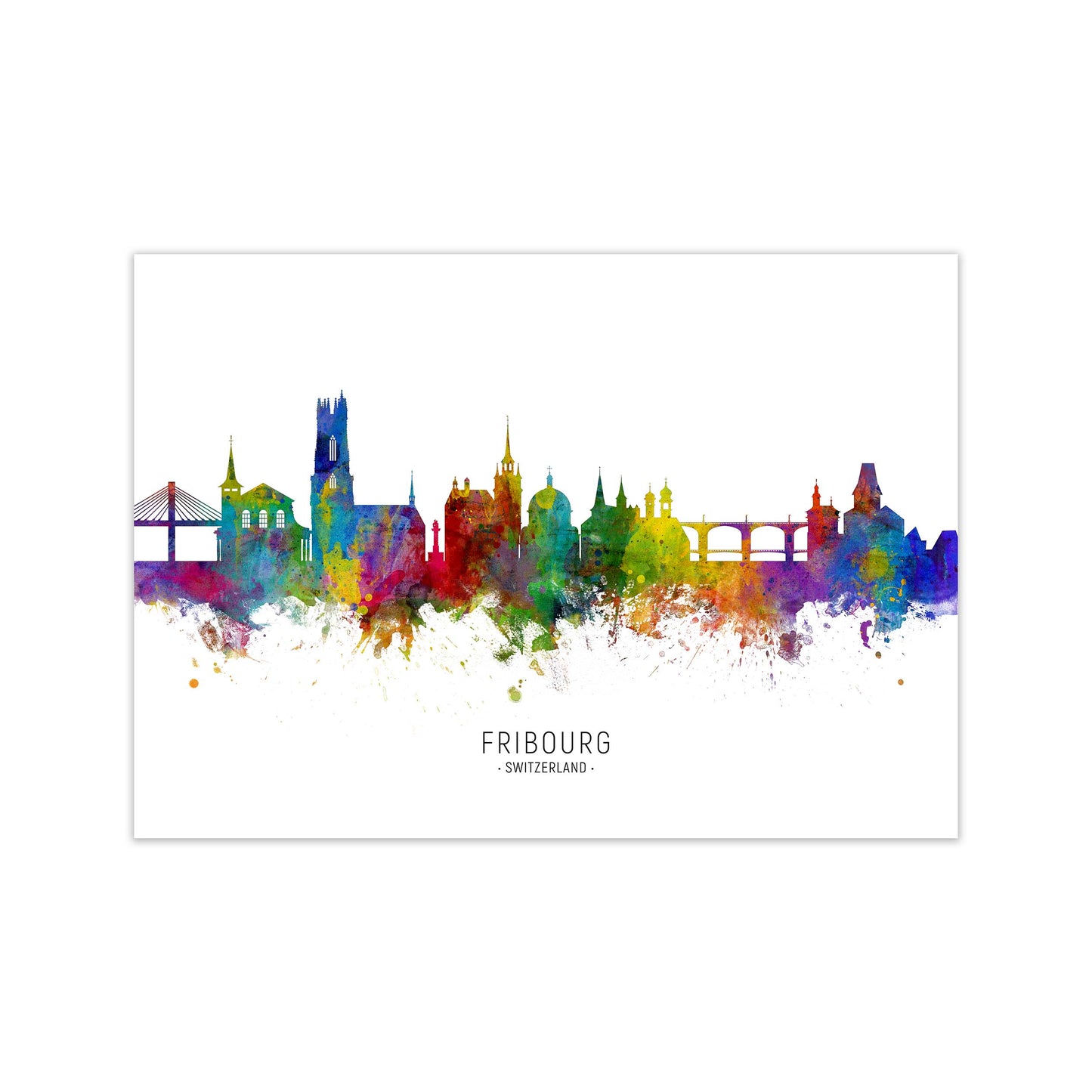 Fribourg Switzerland Skyline Art Print by Michael Tompsett Print Only