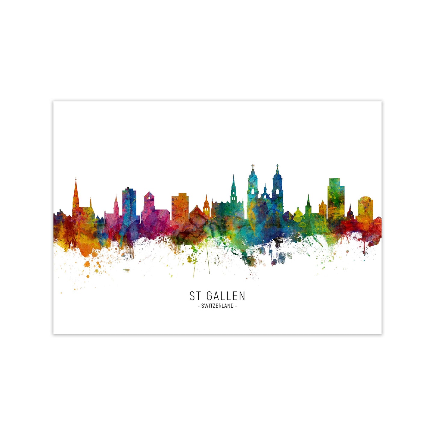 St Gallen Switzerland Skyline Art Print by Michael Tompsett Print Only