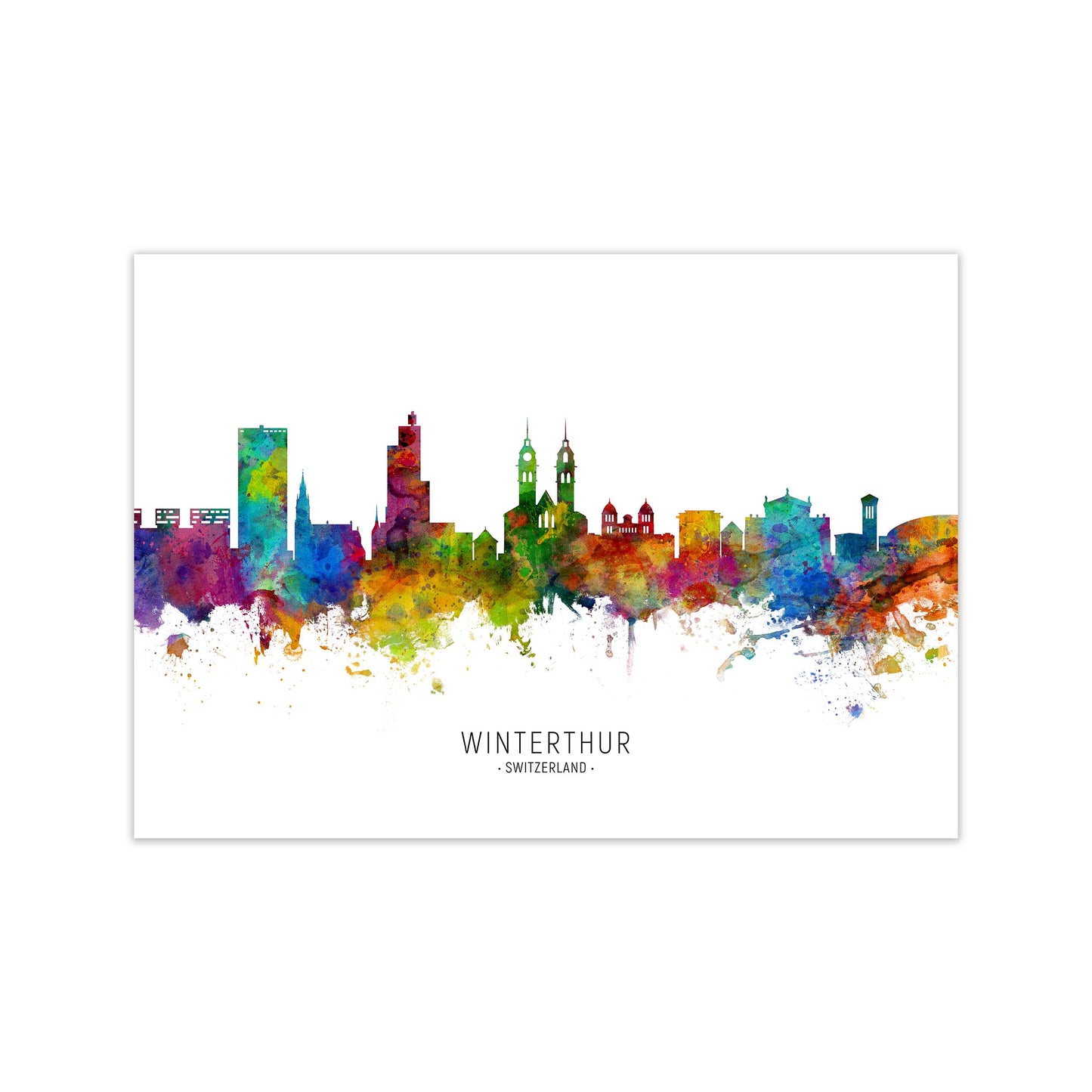 Winterthur Switzerland Skyline Art Print by Michael Tompsett Print Only