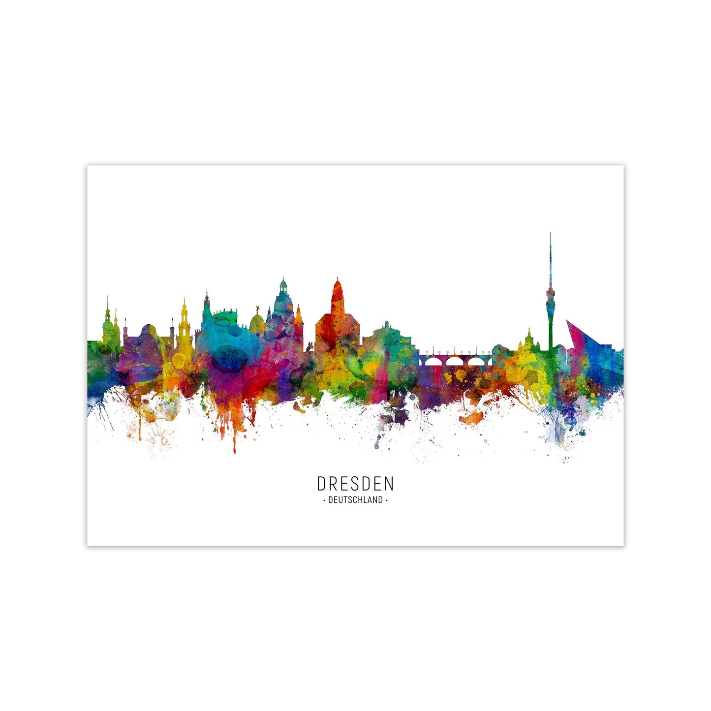 Dresden Deutschland Skyline Art Print by Michael Tompsett Print Only