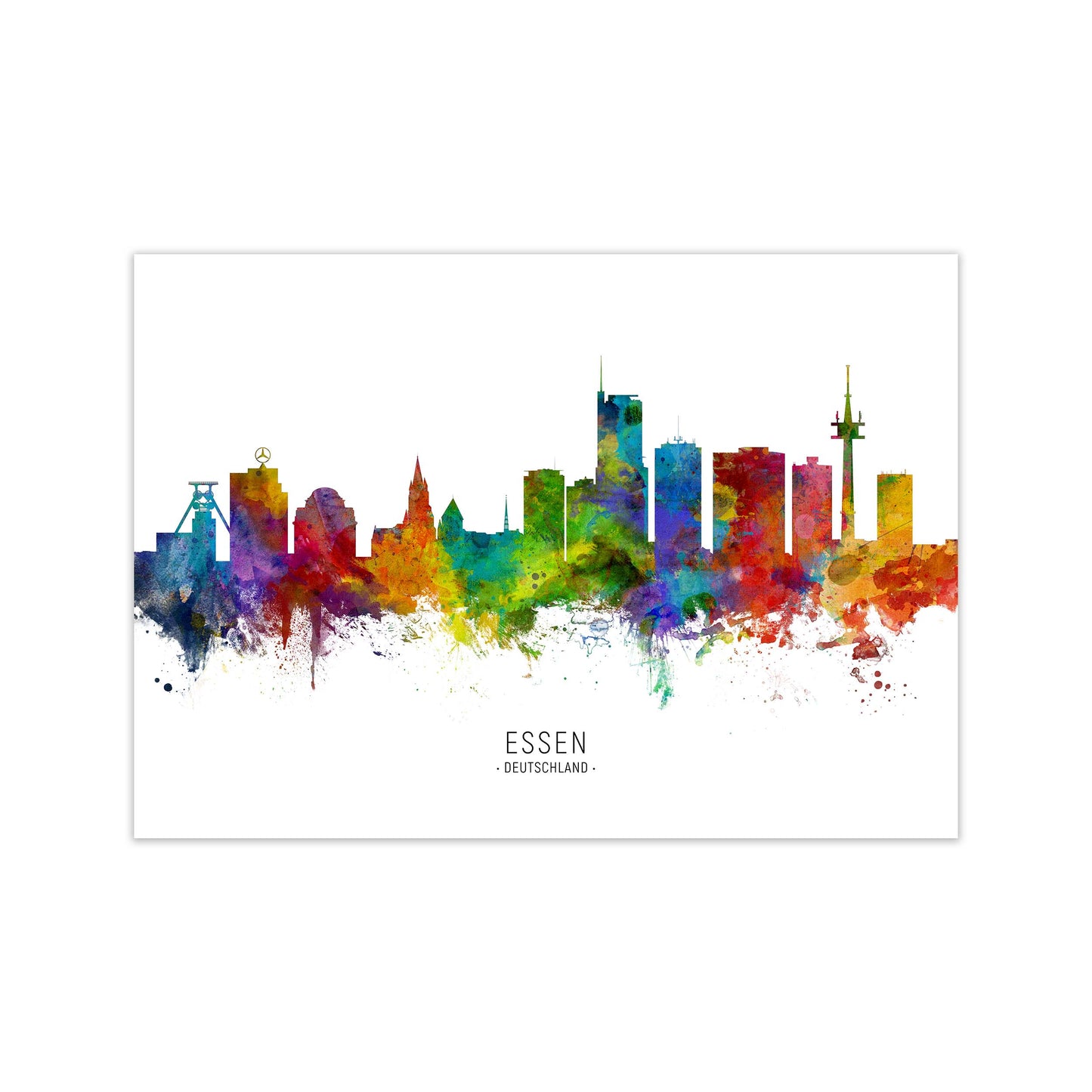 Essen Deutschland Skyline Art Print by Michael Tompsett Print Only