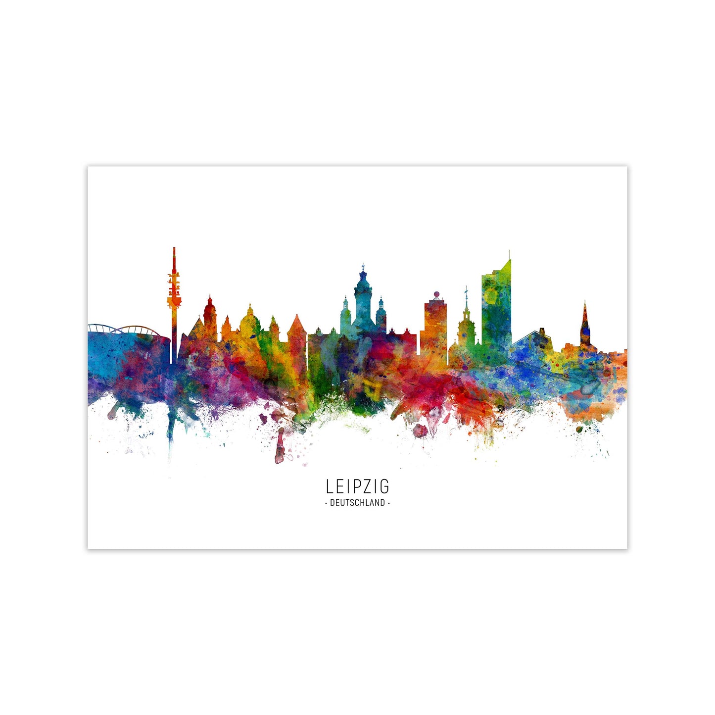 Leipzig Deutschland Skyline Art Print by Michael Tompsett Print Only