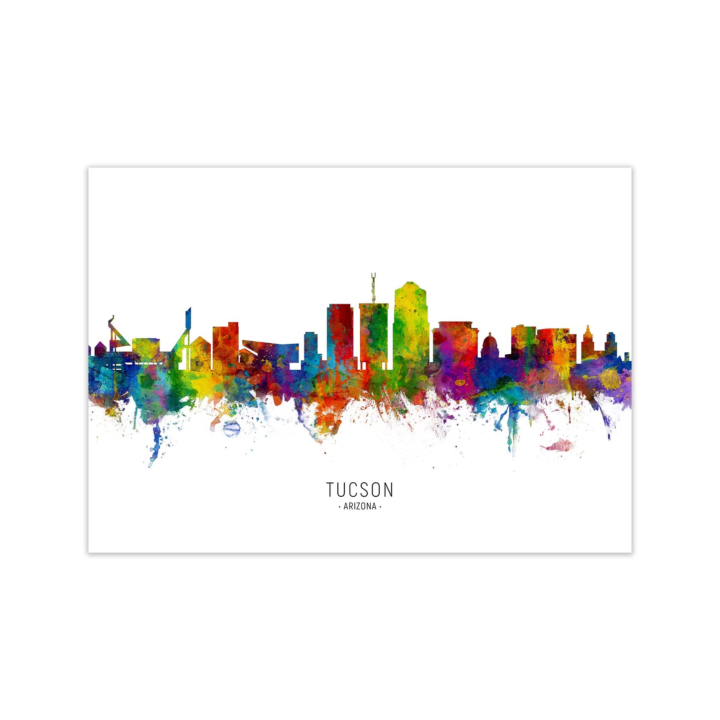 Tucson Arizona Skyline Art Print by Michael Tompsett Print Only