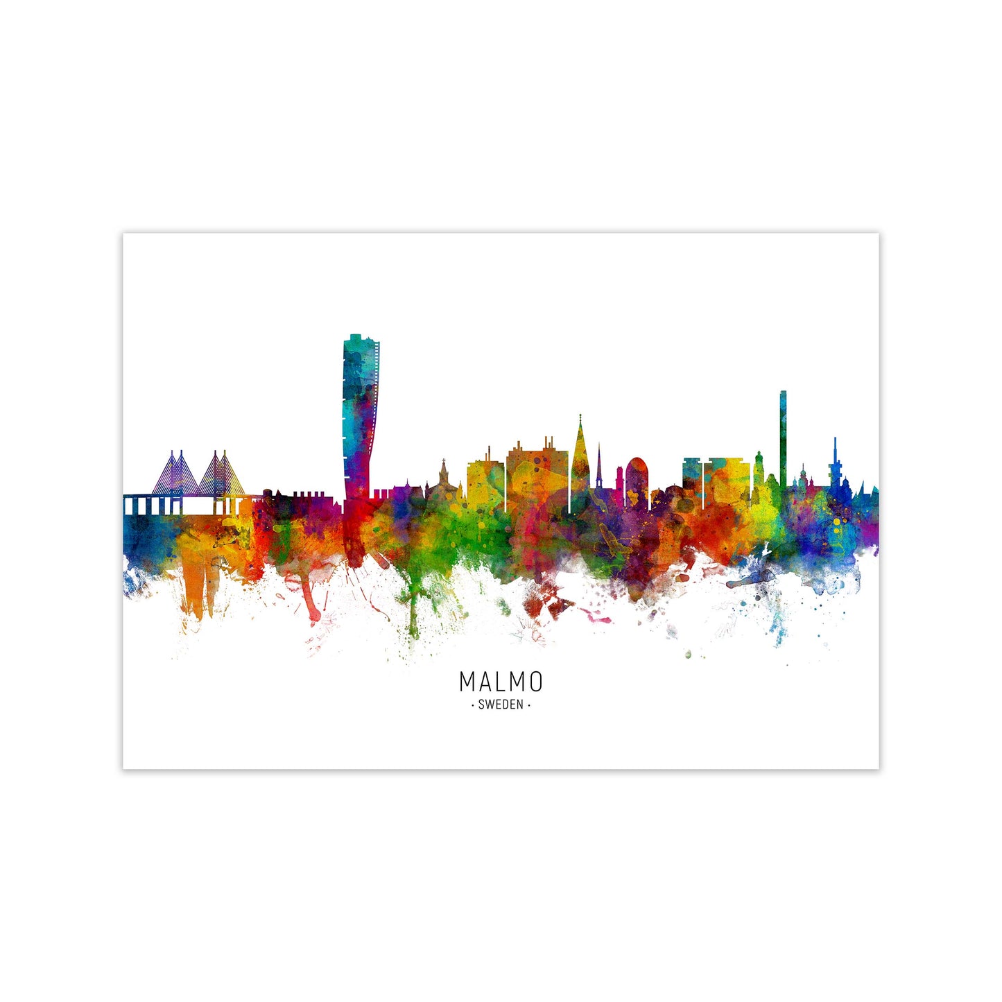Malmo Sweden Skyline Art Print by Michael Tompsett Print Only