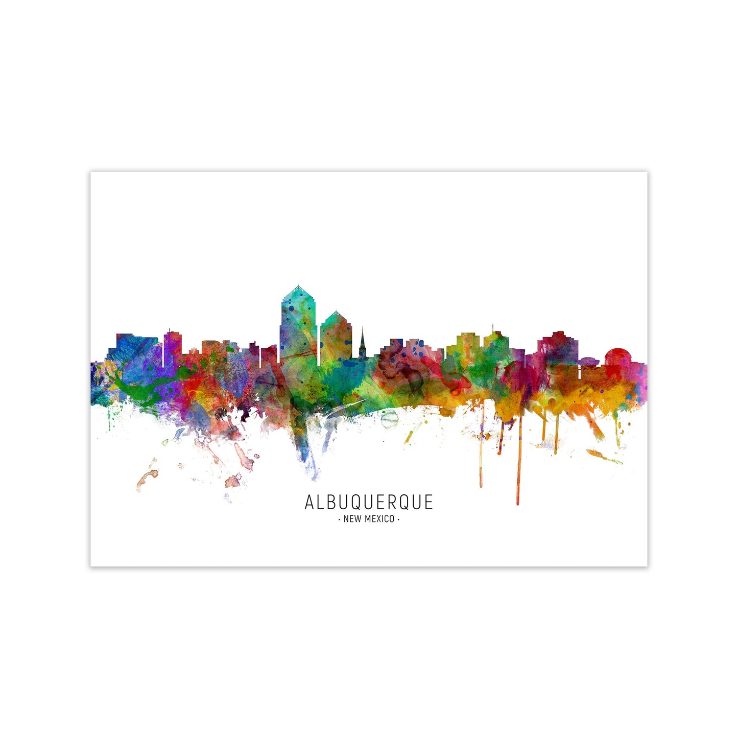 Albuquerque New Mexico Skyline Art Print by Michael Tompsett Print Only