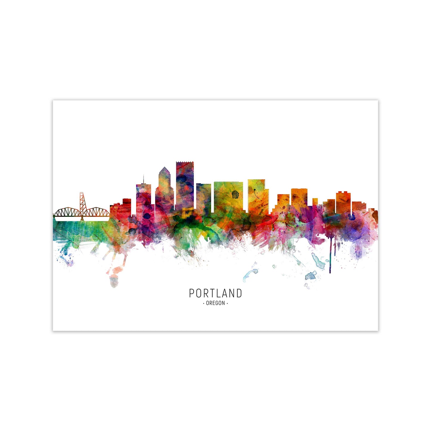 Portland Oregon Skyline Art Print by Michael Tompsett Print Only