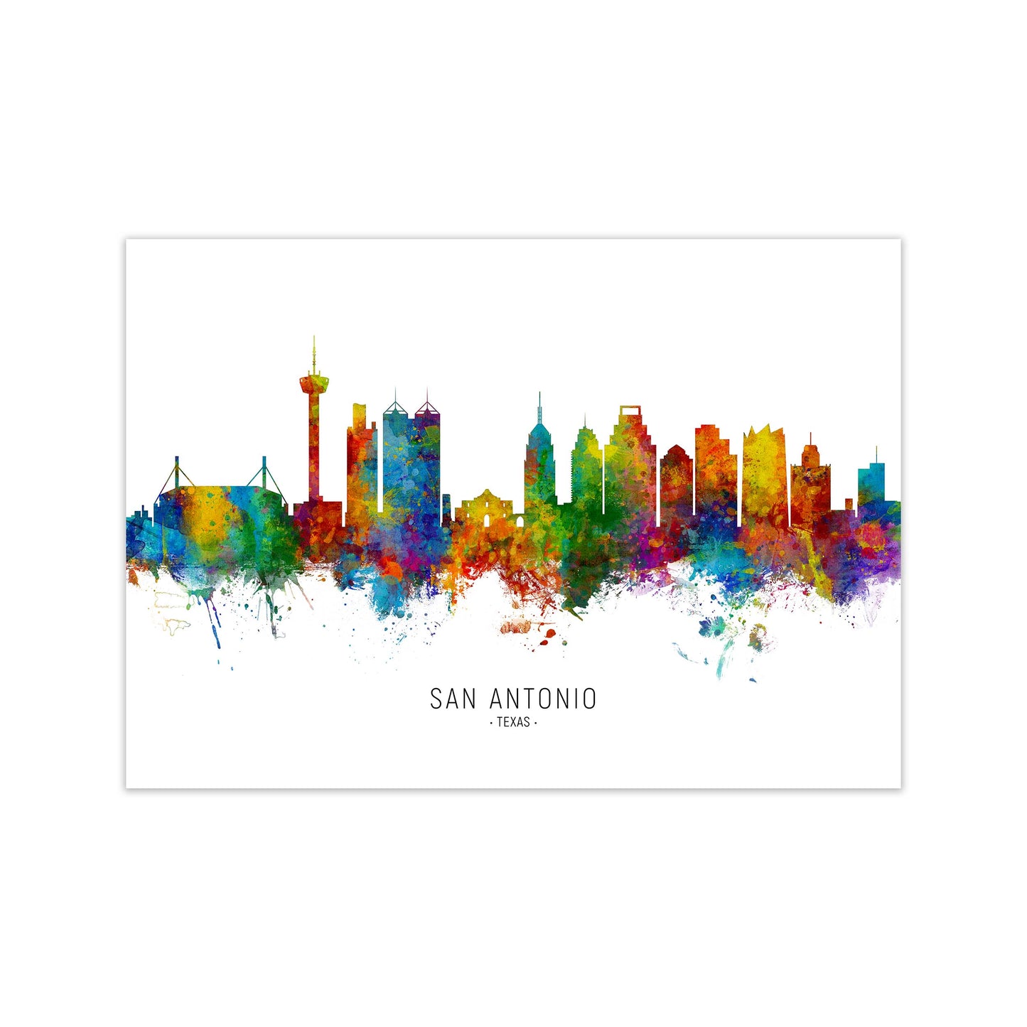 San Antonio Texas Skyline Art Print by Michael Tompsett Print Only