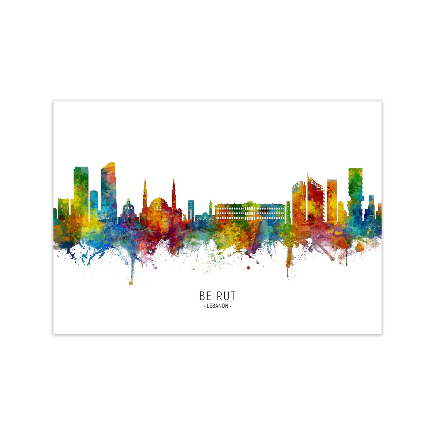 Beirut Lebanon Skyline Art Print by Michael Tompsett Print Only