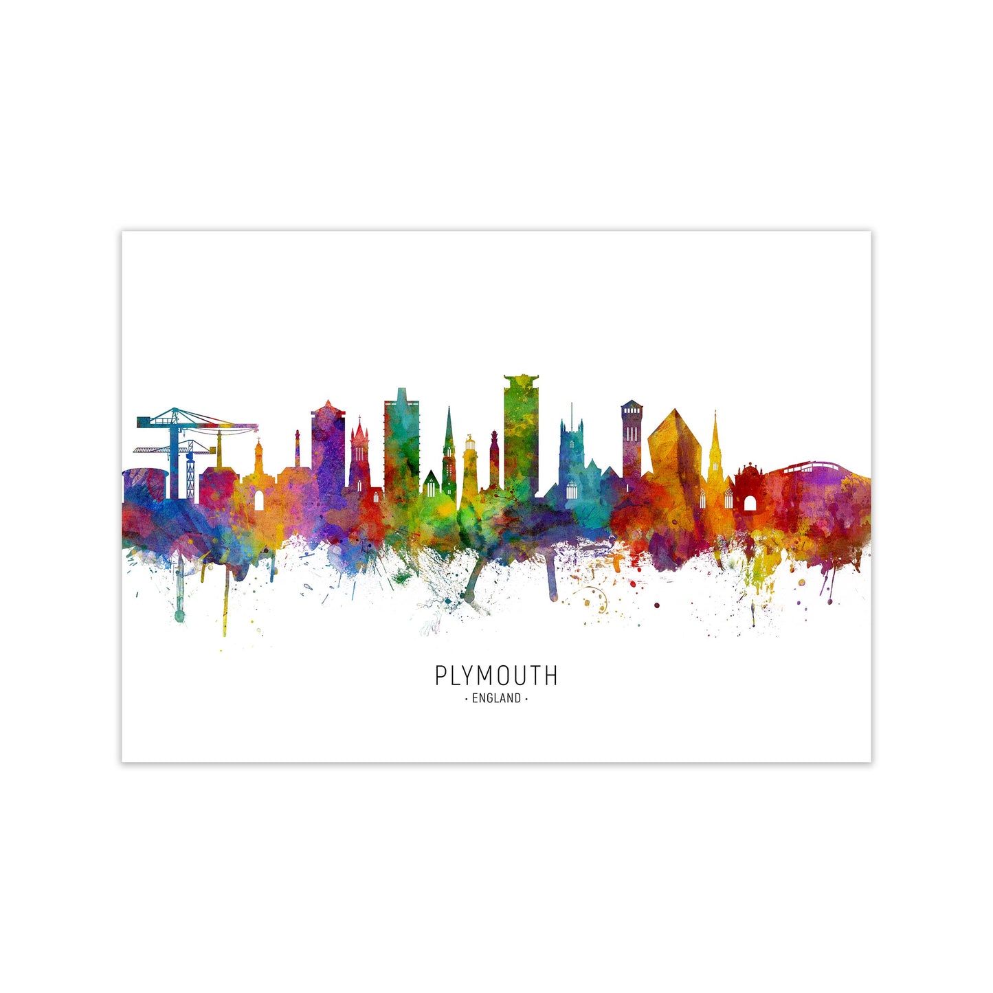 Plymouth England Skyline Art Print by Michael Tompsett Print Only
