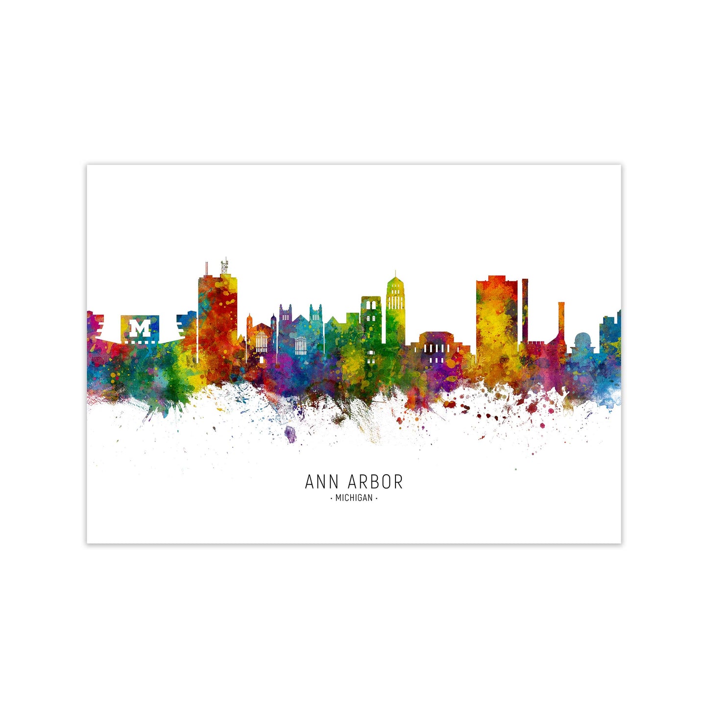 Ann Arbor Michigan Skyline Art Print by Michael Tompsett Print Only