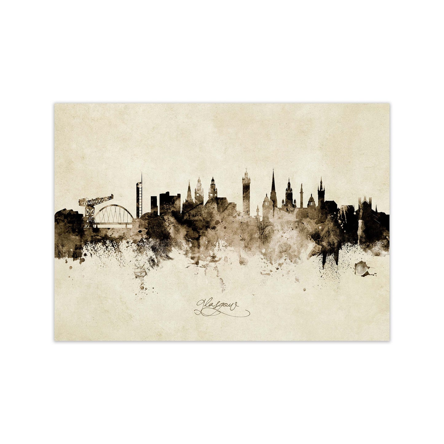 Glasgow Scotland Skyline Vintage Print by Michael Tompsett Print Only