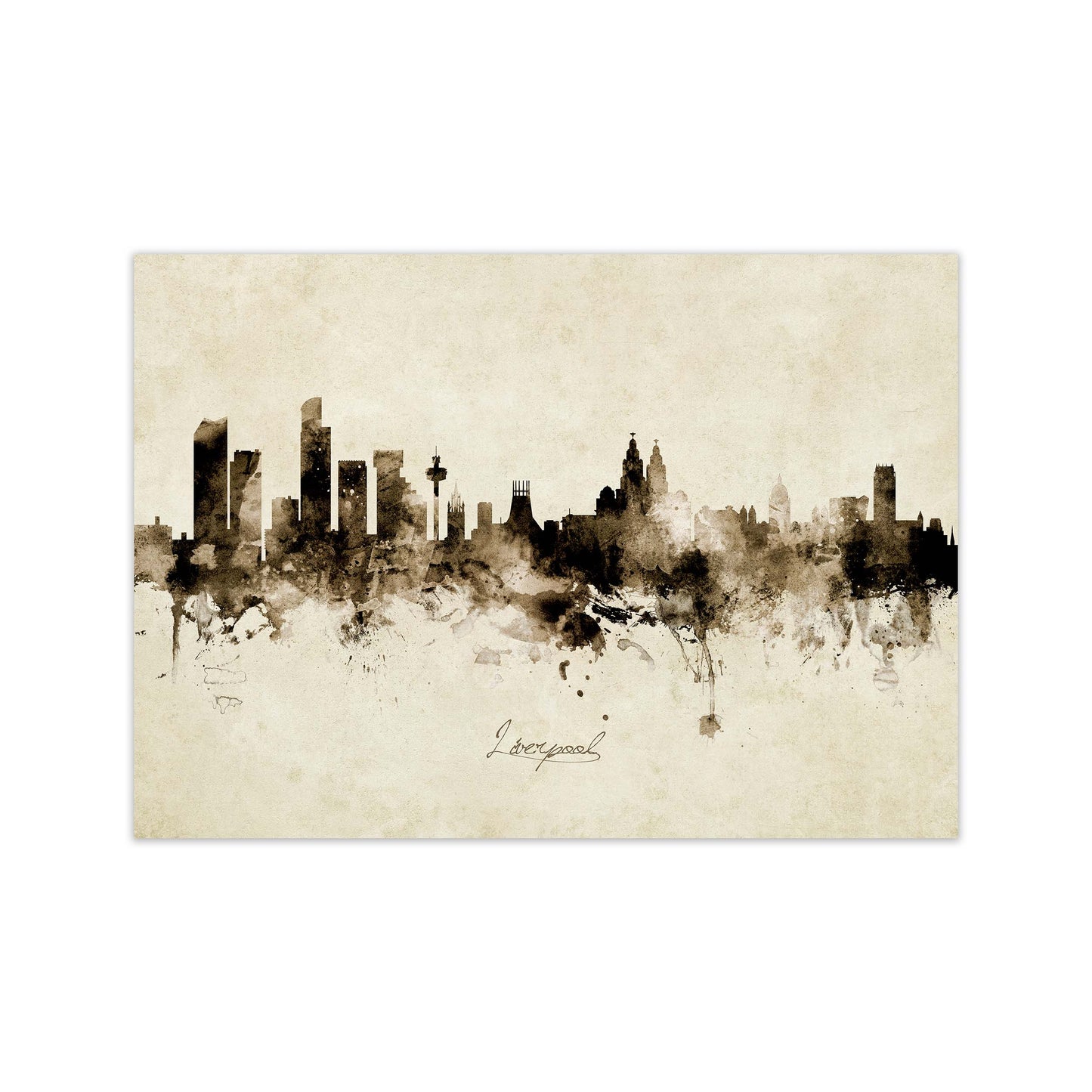 Liverpool England Skyline Vintage Print by Michael Tompsett Print Only