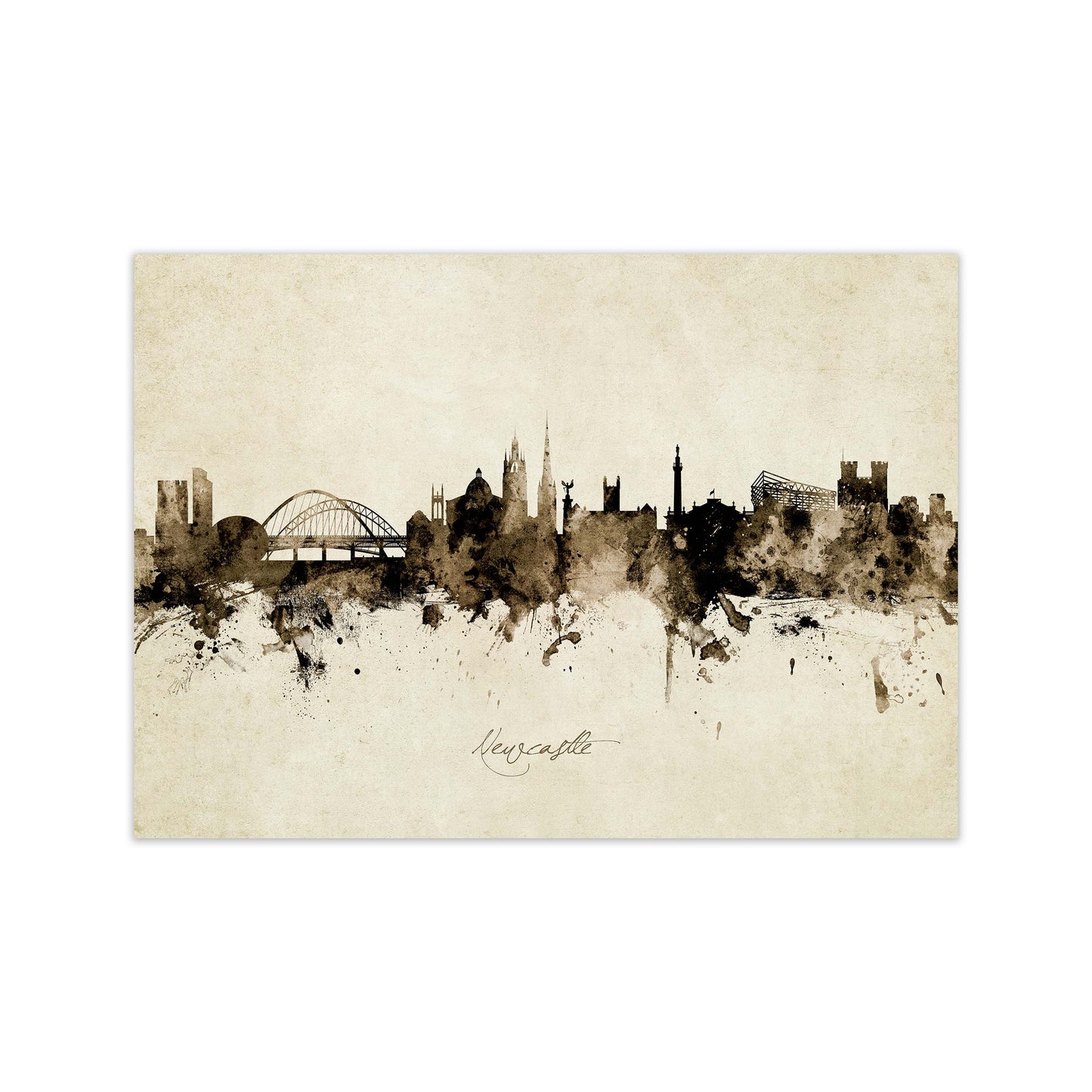 Newcastle England Skyline Vintage Print by Michael Tompsett Print Only