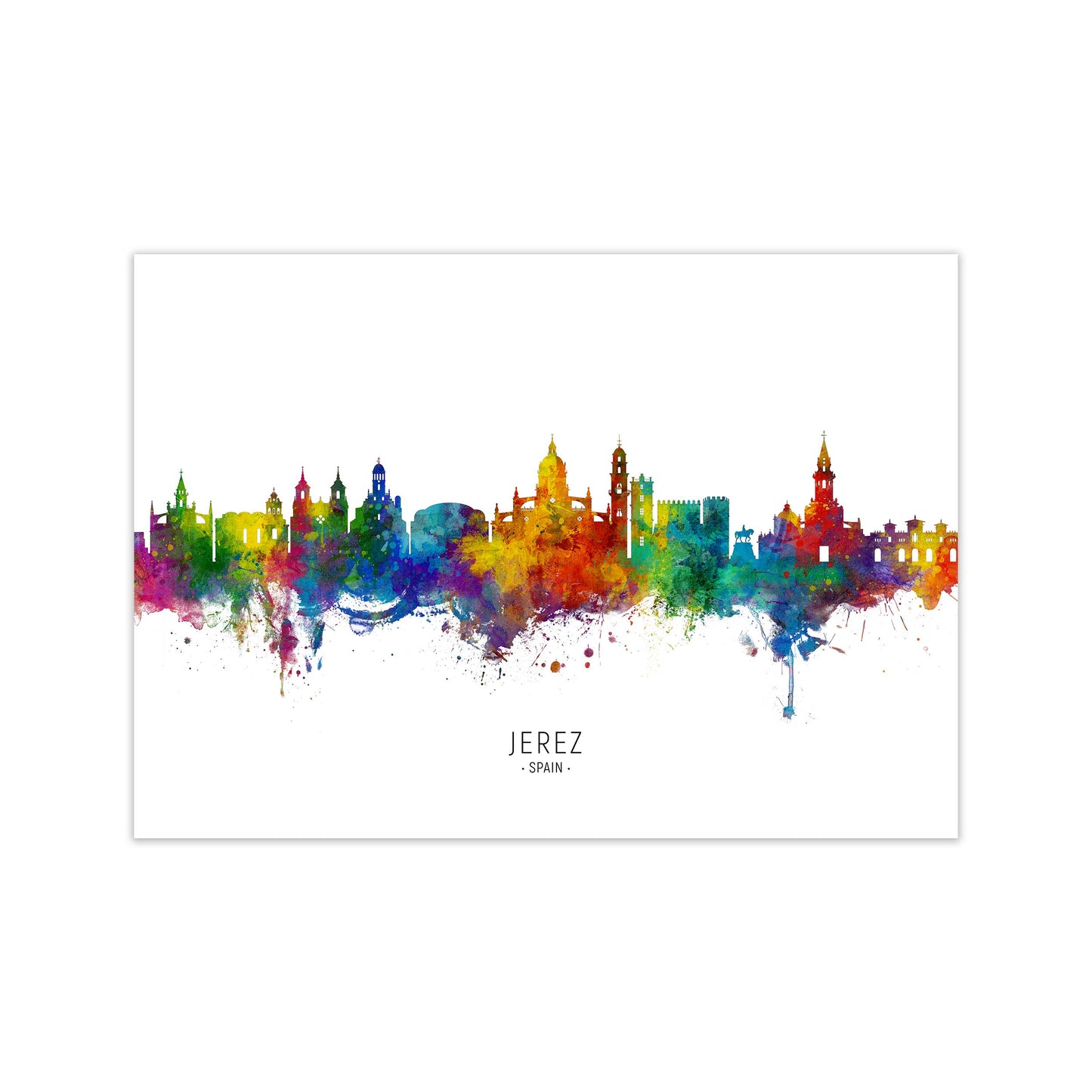 Jerez Spain Skyline Art Print by Michael Tompsett Print Only