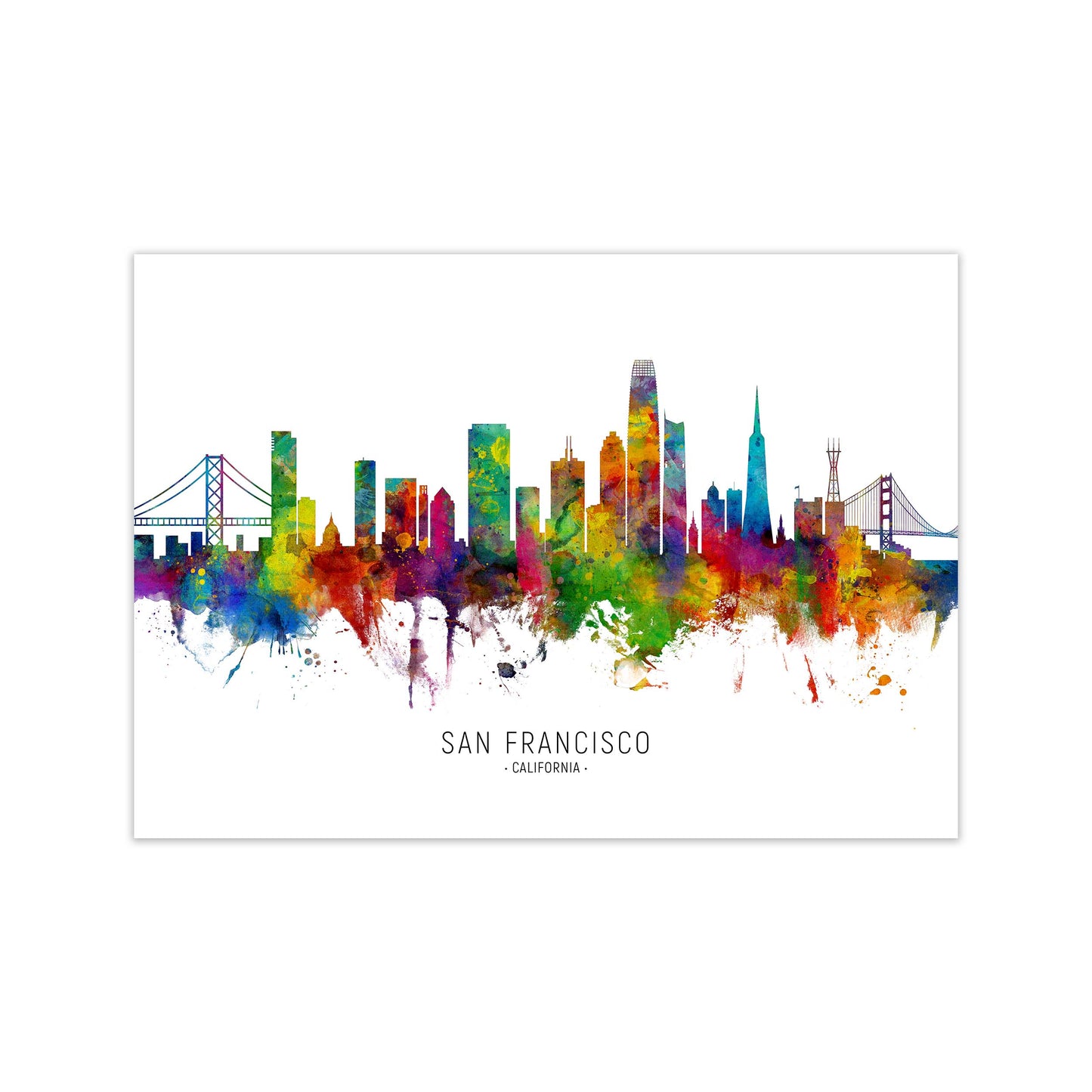 San Francisco California Skyline Print by Michael Tompsett Print Only