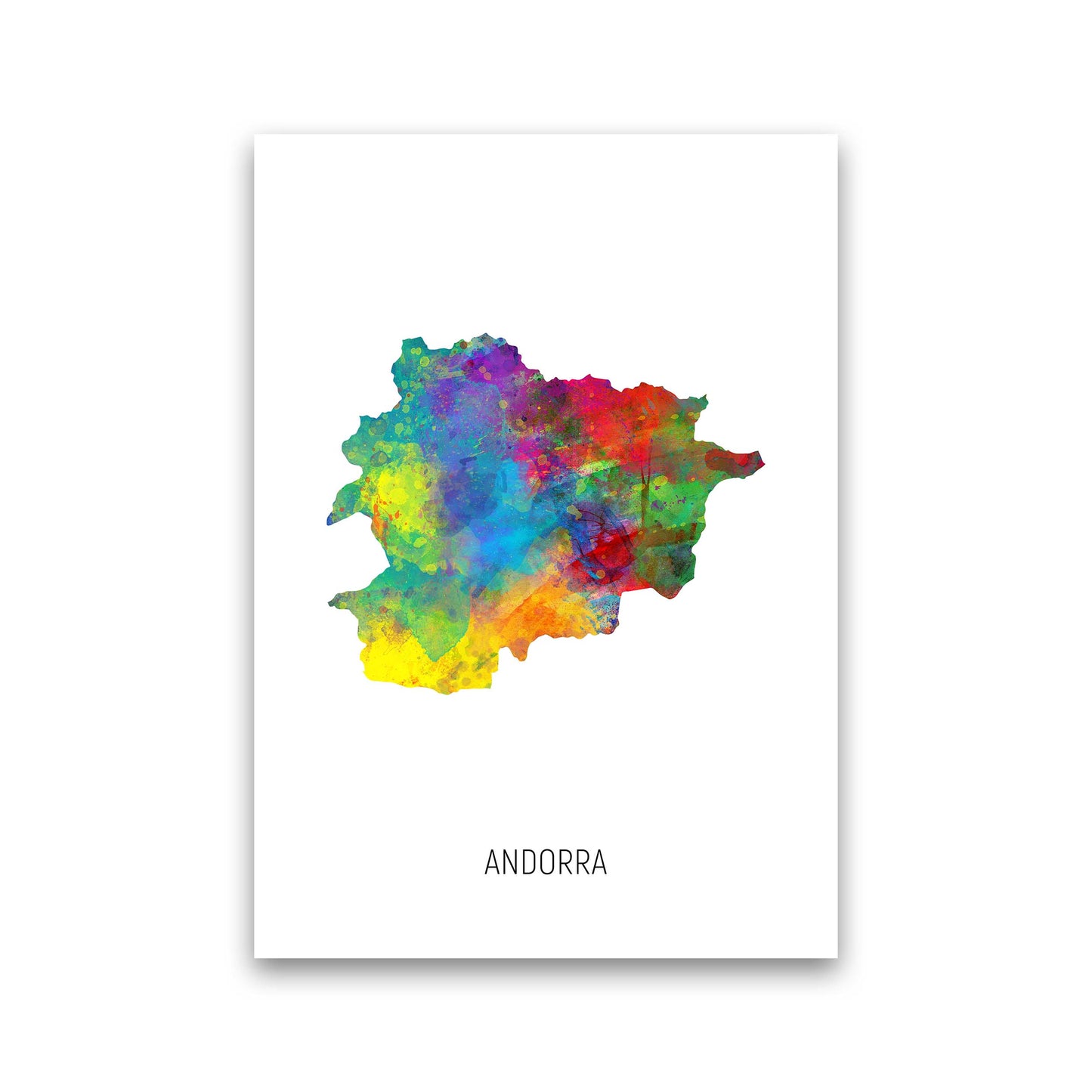 Andorra Watercolour Map Art Print by Michael Tompsett Print Only