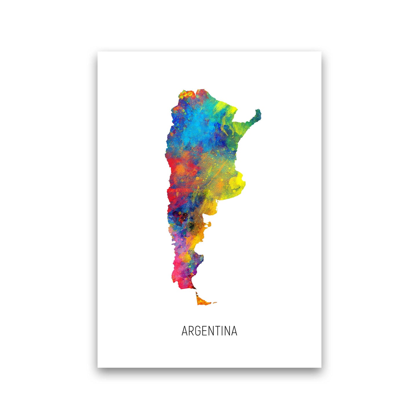 Argentina Watercolour Map Art Print by Michael Tompsett Print Only