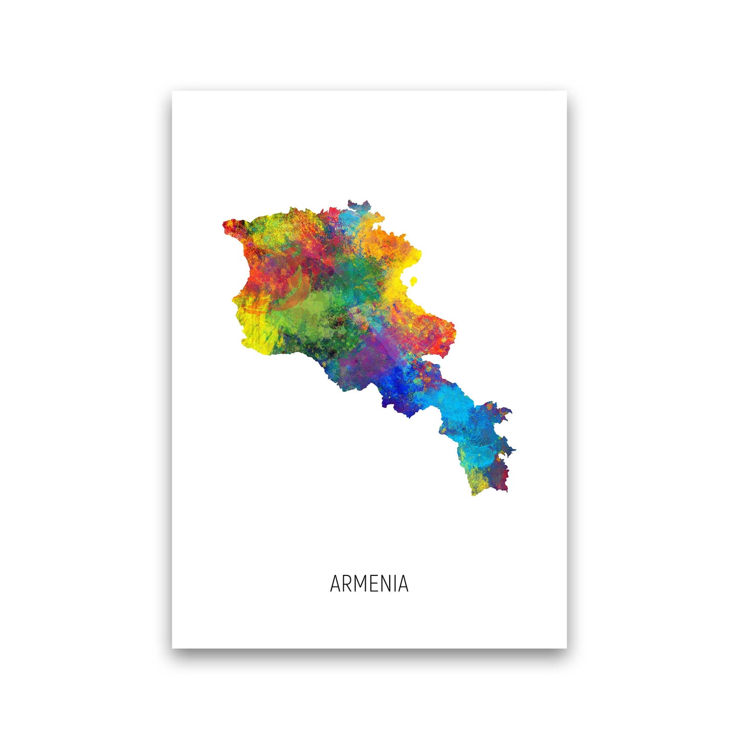 Armenia Watercolour Map Art Print by Michael Tompsett Print Only