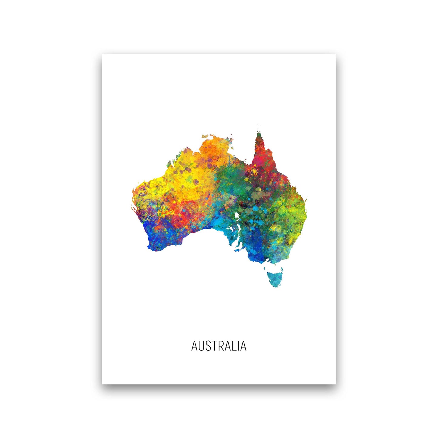 Australia Watercolour Map Art Print by Michael Tompsett Print Only