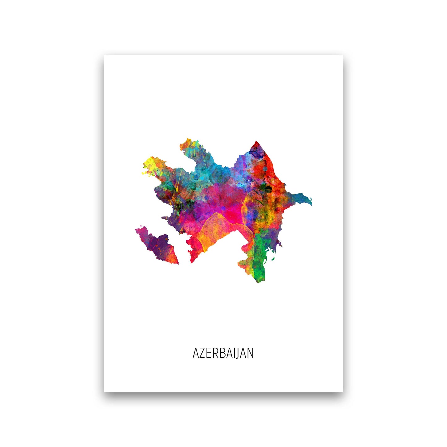 Azerbaijan Watercolour Map Art Print by Michael Tompsett Print Only