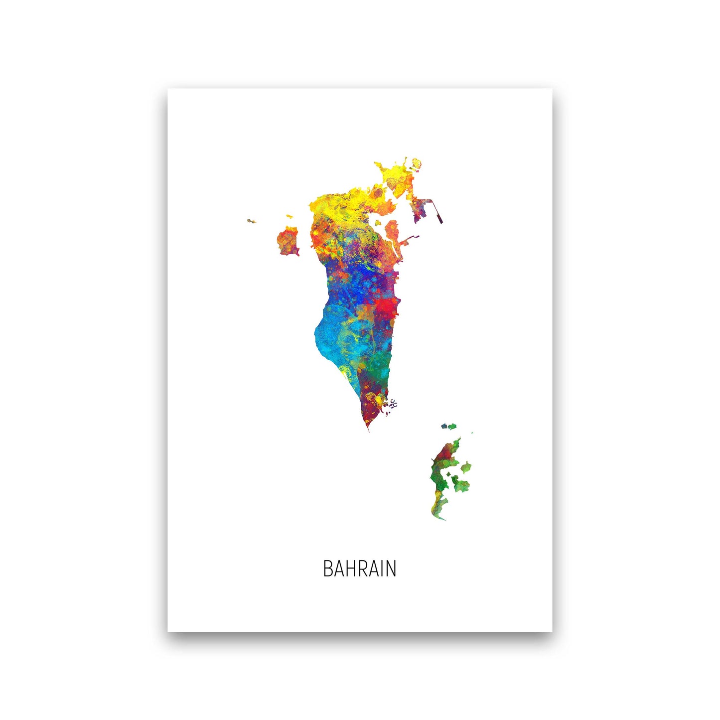 Bahrain Watercolour Map Art Print by Michael Tompsett Print Only