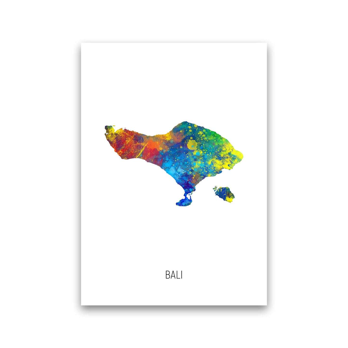 Bali Watercolour Map Art Print by Michael Tompsett Print Only