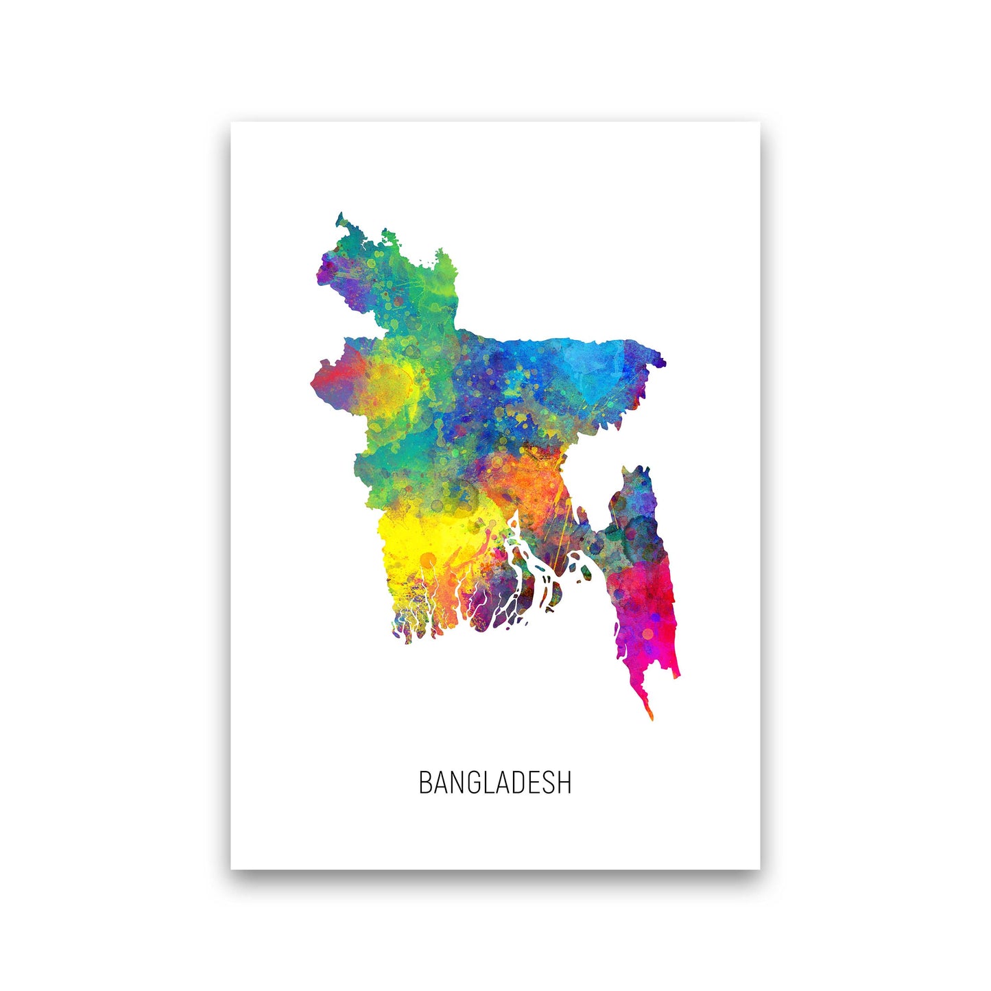 Bangladesh Watercolour Map Art Print by Michael Tompsett Print Only