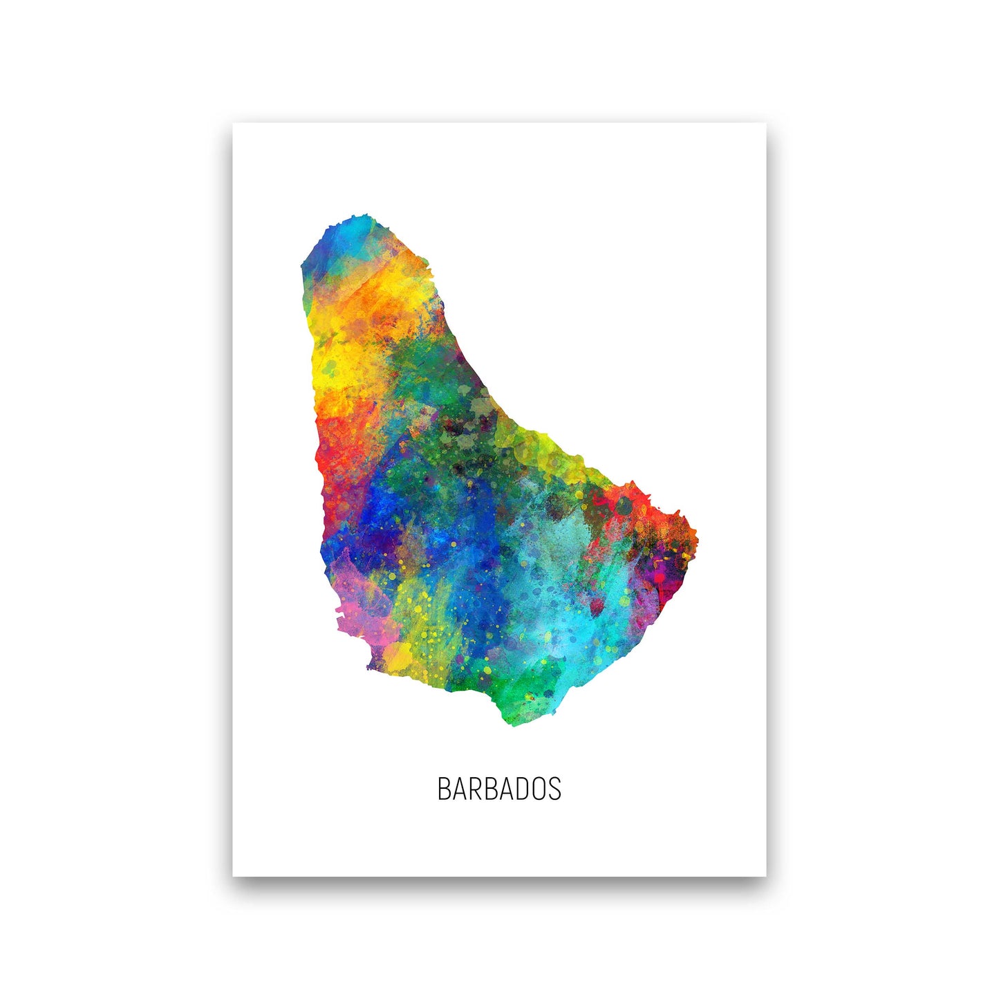 Barbados Watercolour Map Art Print by Michael Tompsett Print Only