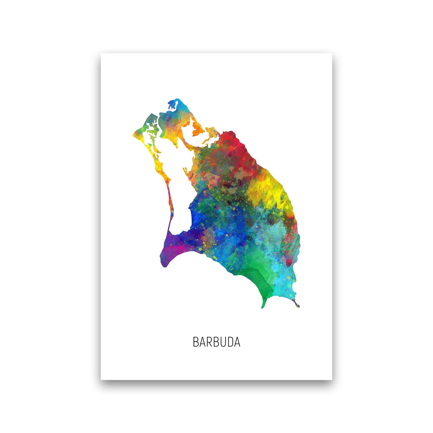 Barbuda Watercolour Map Art Print by Michael Tompsett Print Only