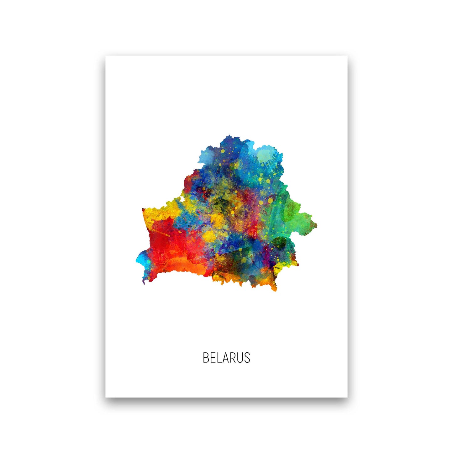 Belarus Watercolour Map Art Print by Michael Tompsett Print Only