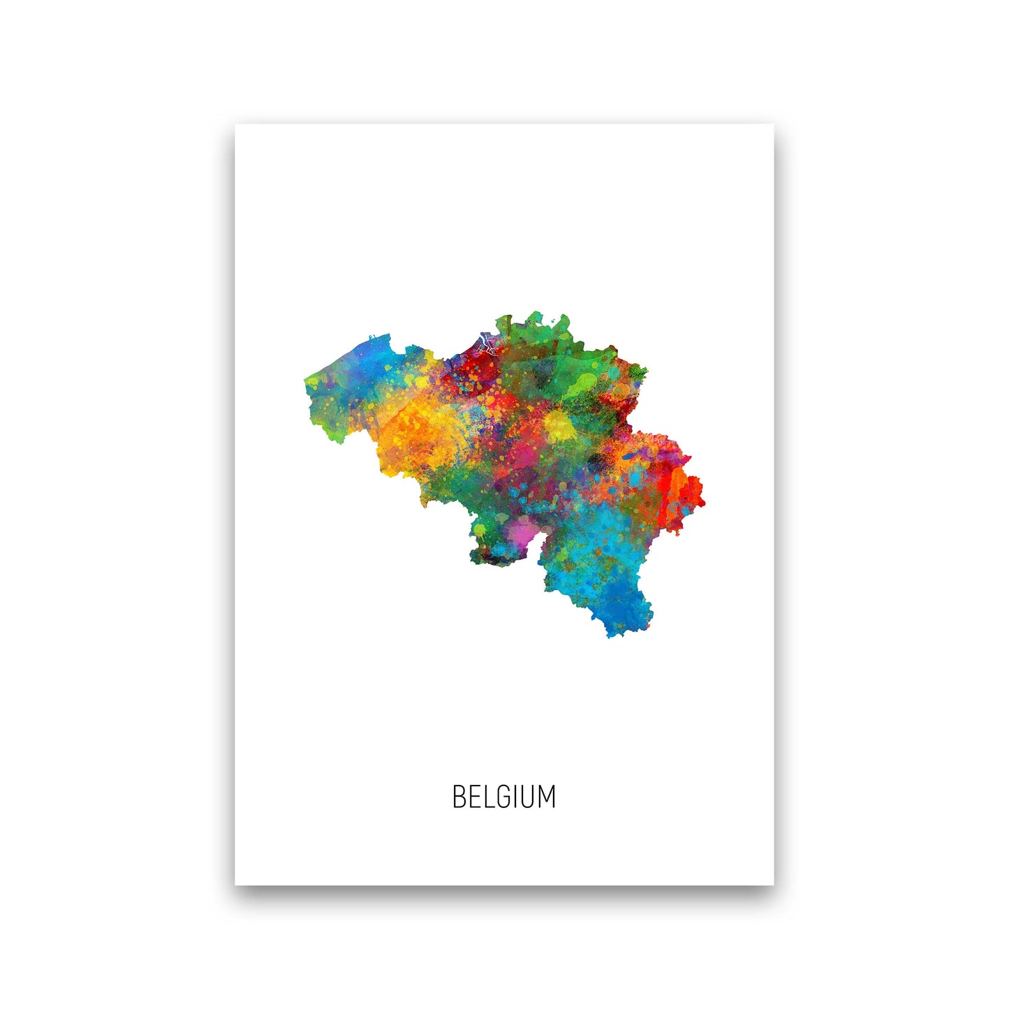 Belgium Watercolour Map Art Print by Michael Tompsett Print Only