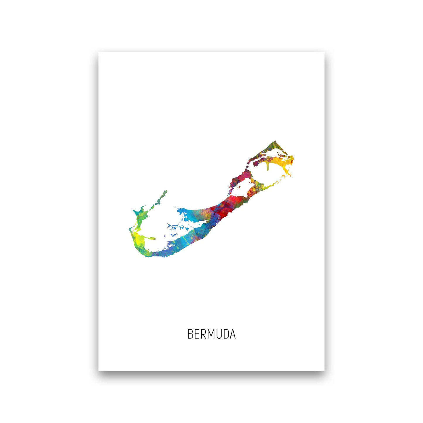 Bermuda Watercolour Map Art Print by Michael Tompsett Print Only