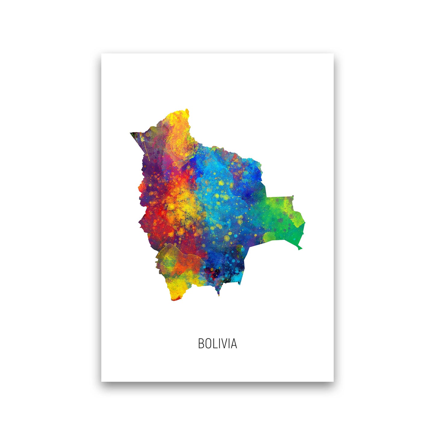 Bolivia Watercolour Map Art Print by Michael Tompsett Print Only