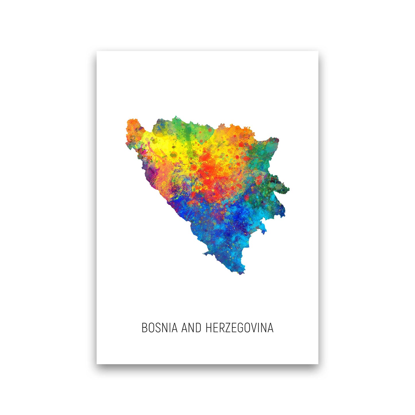 Bosnia And Herzegovina Watercolour Map by Michael Tompsett Print Only