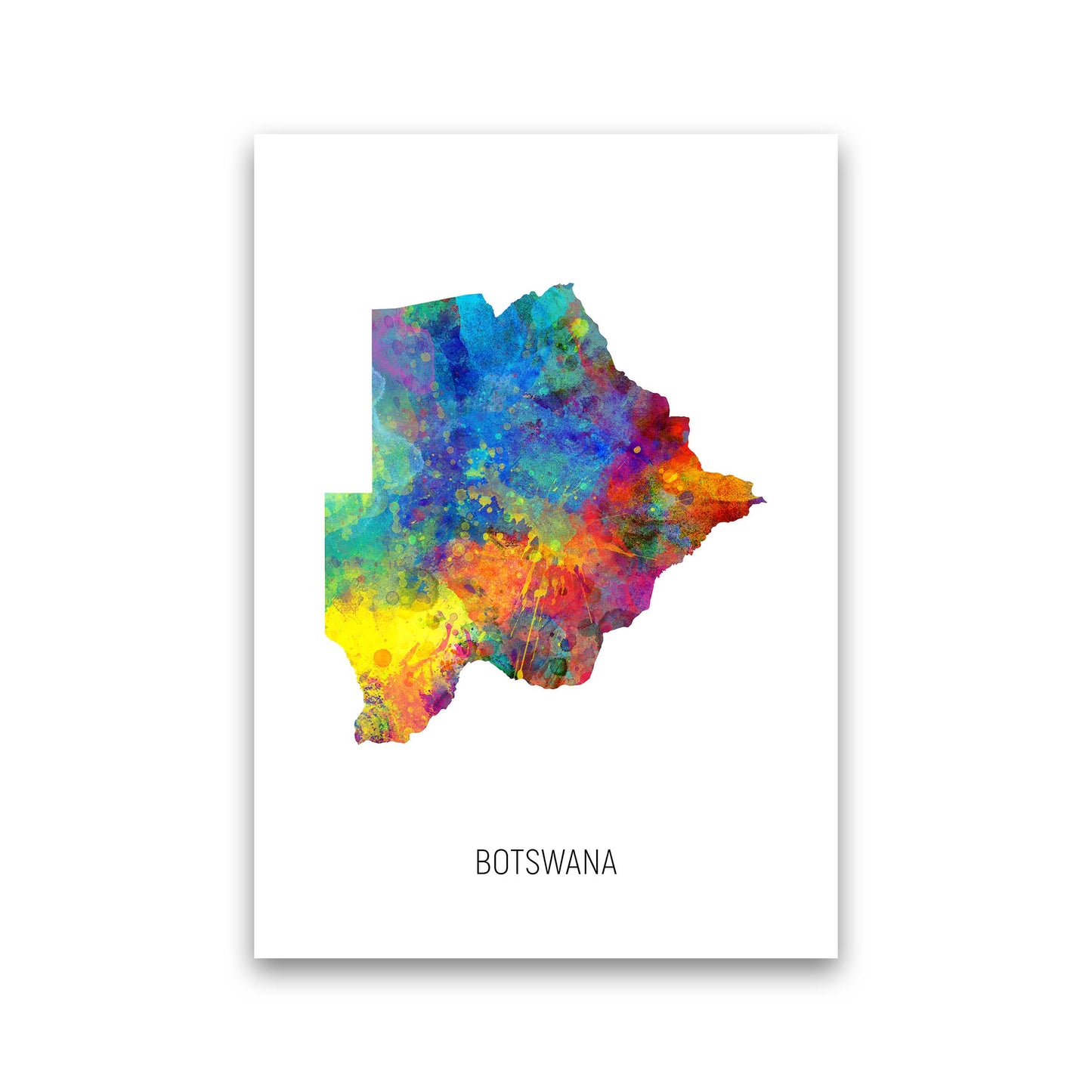 Botswana Watercolour Map Art Print by Michael Tompsett Print Only