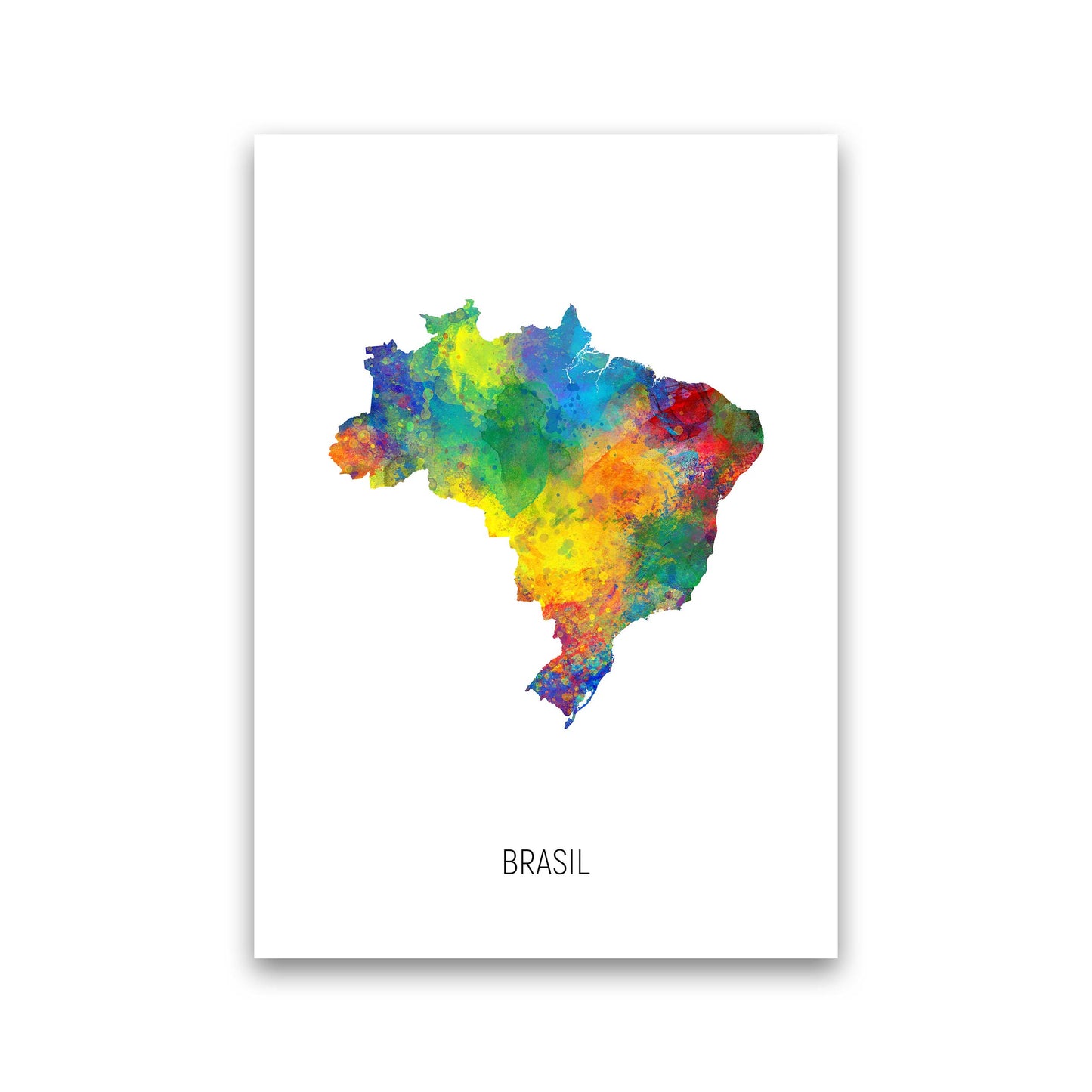 Brasil Watercolour Map Art Print by Michael Tompsett Print Only