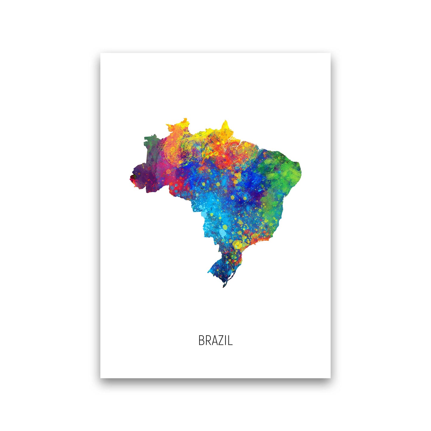 Brazil Watercolour Map Art Print by Michael Tompsett Print Only
