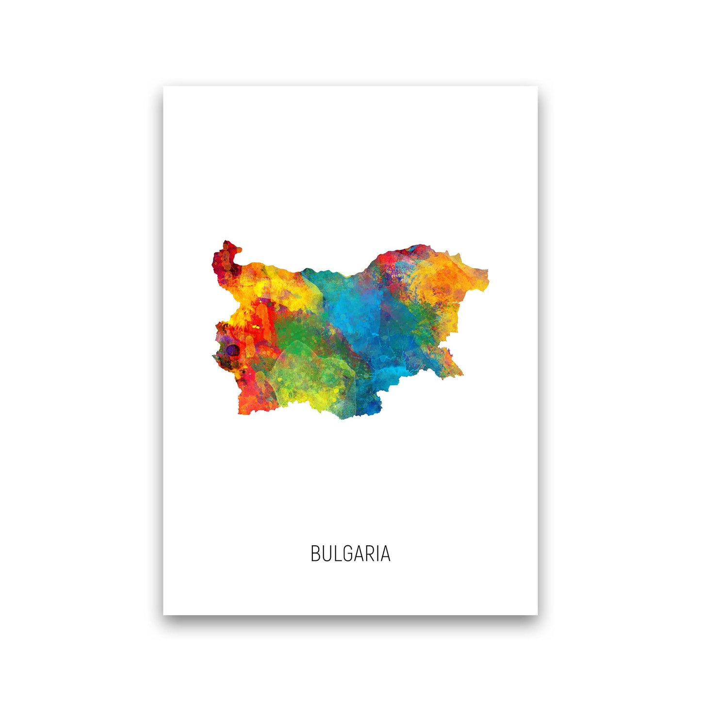 Bulgaria Watercolour Map Art Print by Michael Tompsett Print Only