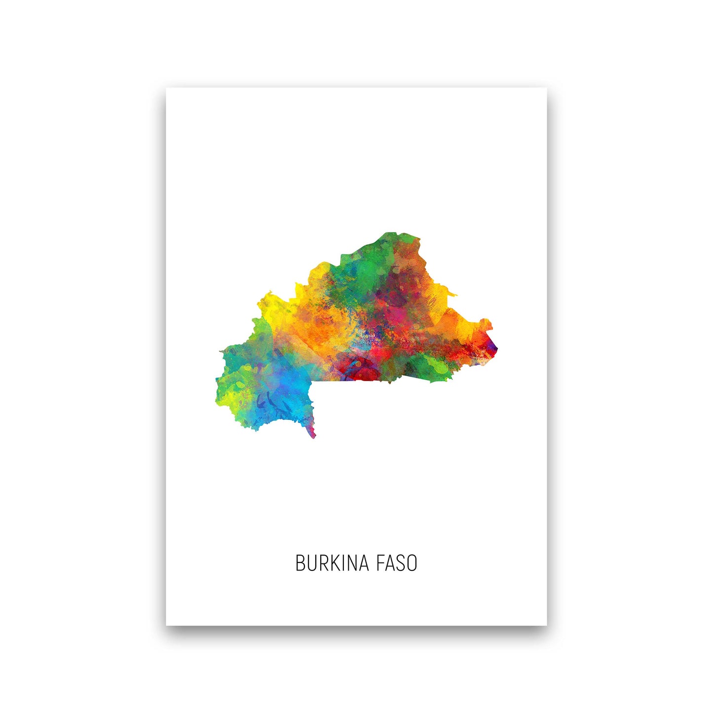 Burkina Faso Watercolour Map Art Print by Michael Tompsett Print Only