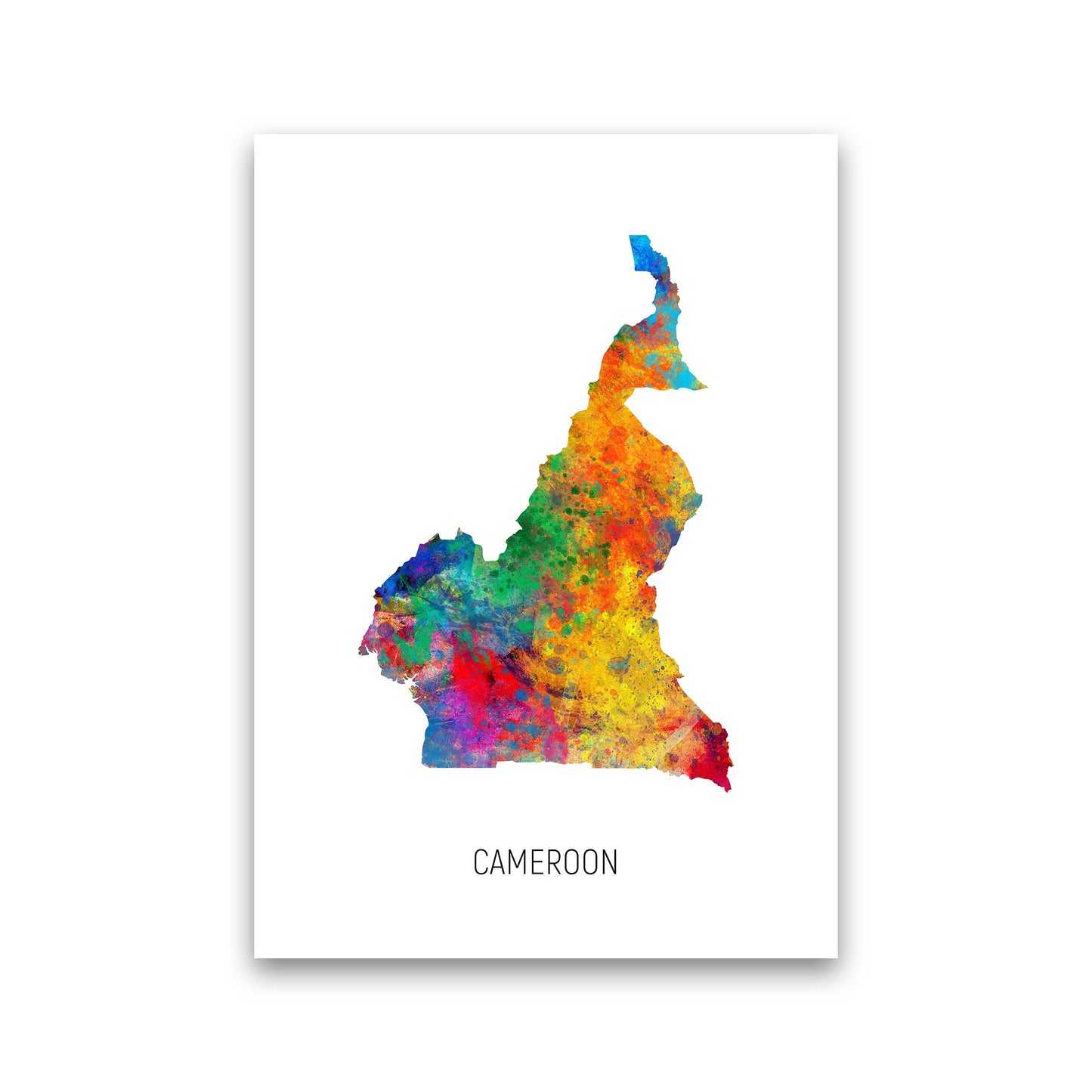 Cameroon Watercolour Map Art Print by Michael Tompsett Print Only