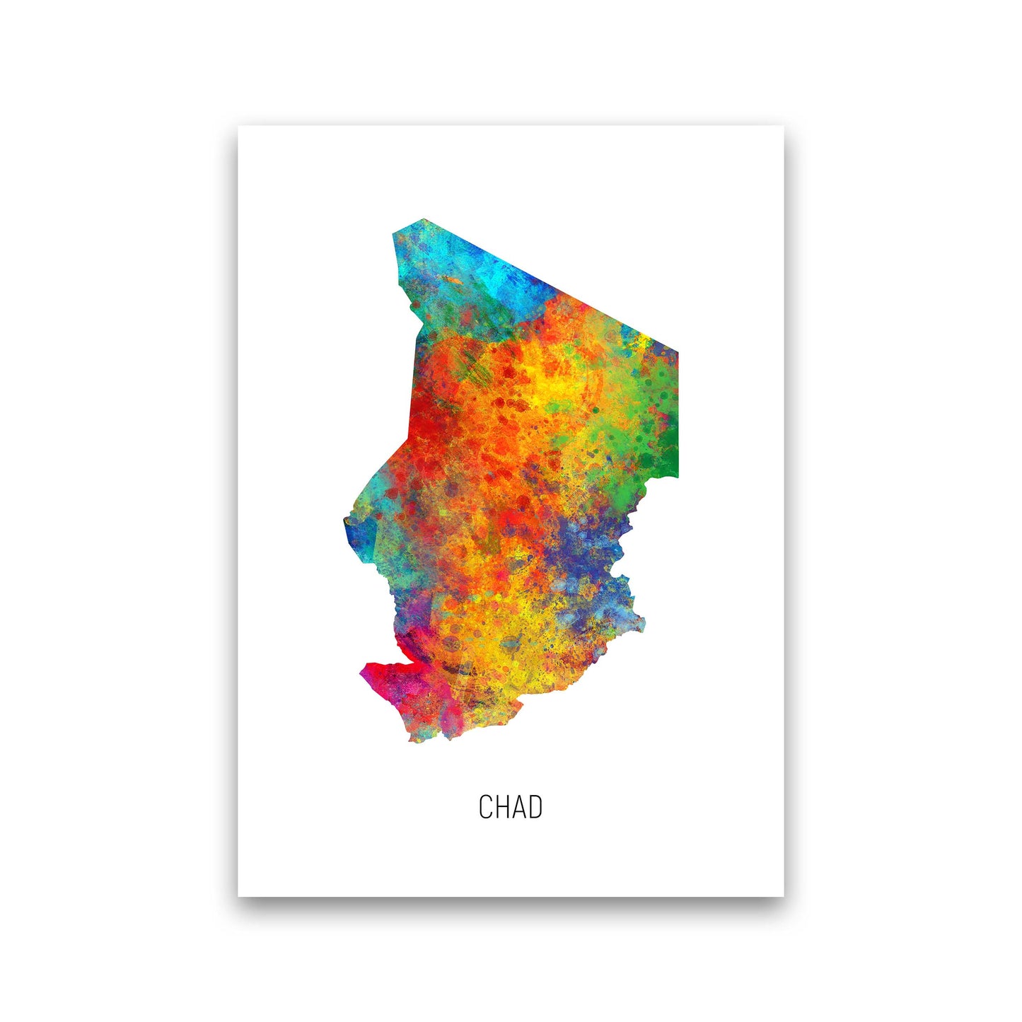 Chad Watercolour Map Art Print by Michael Tompsett Print Only