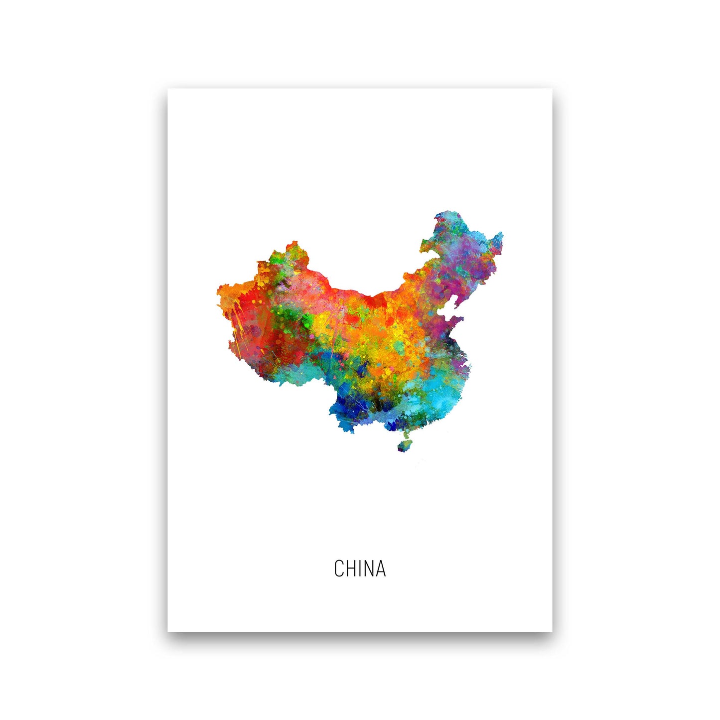 China Watercolour Map Art Print by Michael Tompsett Print Only