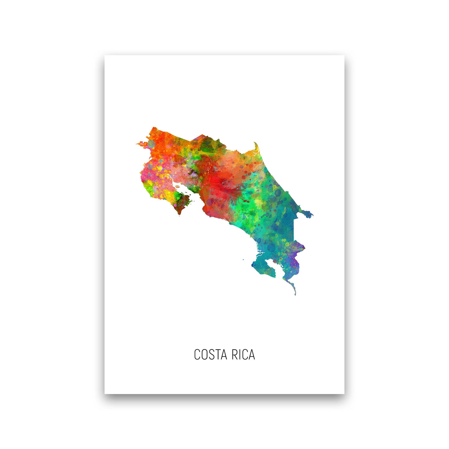 Costa Rica Watercolour Map Art Print by Michael Tompsett Print Only