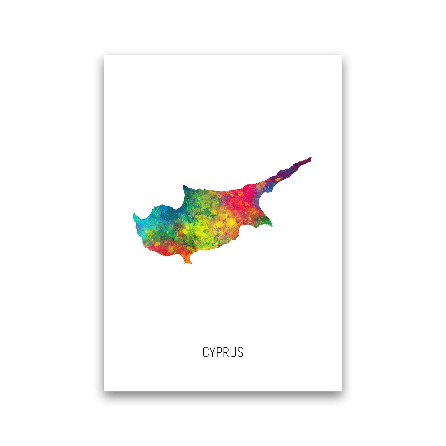 Cyprus Watercolour Map Art Print by Michael Tompsett Print Only